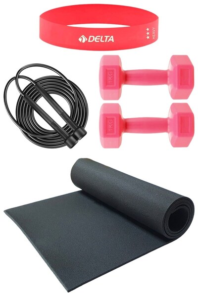 Tosima GYM Pilates Seti Pilates Minderi 2 Adet Dambıl Lop Band ve Atlama İpi