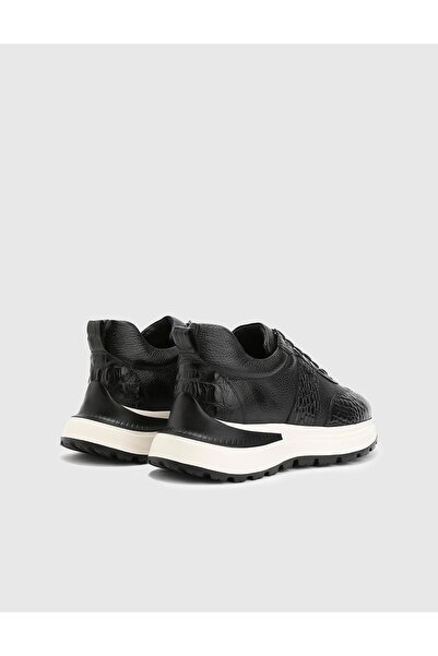 İLVİ Alonso Hakiki Floter Deri Erkek Siyah Spor Ayakkabı