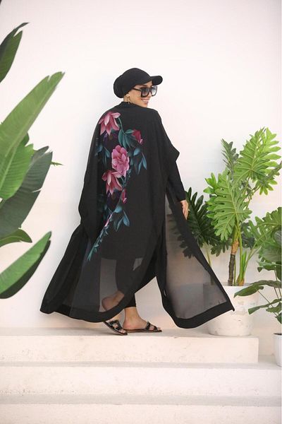 NS Tasarım Tesettür Mayo Hijab Pareo - Poppy Patterned Design