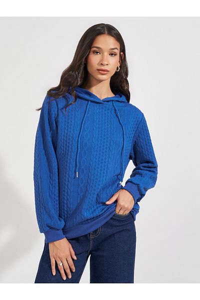Styli Oversized Regular Length Textured Hoodie