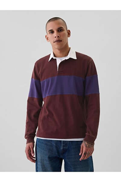 GAP Erkek Kırmızı Relaxed Rugby Tişört