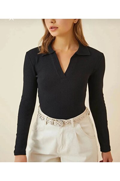 Tuğba Ceylin Butik Black Polo Neck Knitwear Blouse