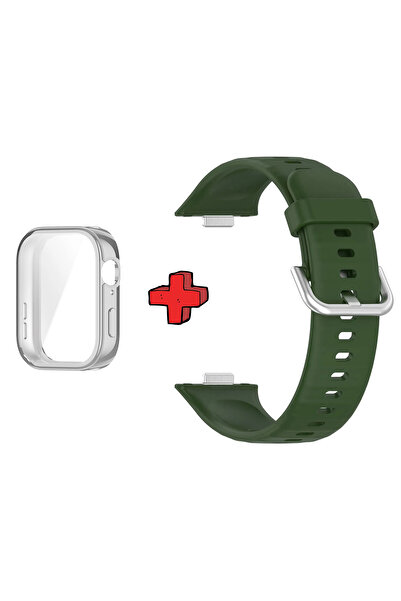 Huawei حافظة وواقي شاشة وحبل سيليكون جل 2 في 1 متوافق مع Watch Fit 3