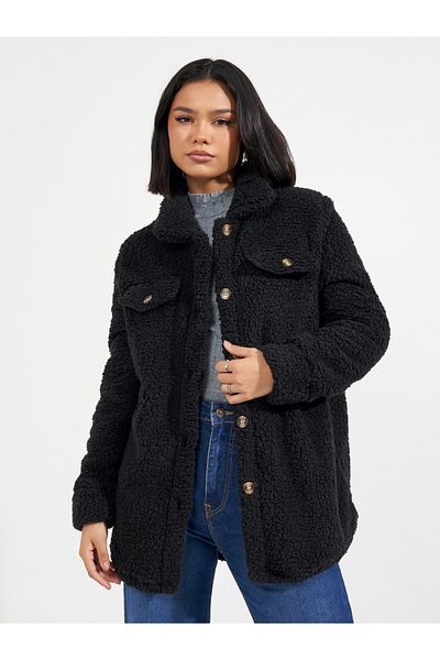Styli Oversized Longline Faux Fur Shacket