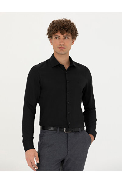 Pierre Cardin Siyah Slim Fit Uzun Kollu Gömlek 50275692-VR046