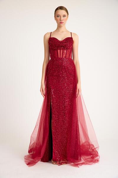 MAXXE 5919PTL TÜL PAYET ABİYE ELBİSE