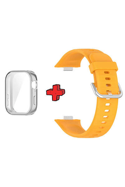 Huawei حافظة وواقي شاشة وحبل سيليكون جل 2 في 1 متوافق مع Watch Fit 3