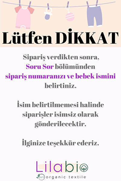 Lilabio %100 Pamuk İsme Özel İsimli Doğum Günü Bebek Tulum Panda