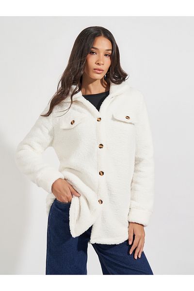 Styli Oversized Longline Faux Fur Shacket