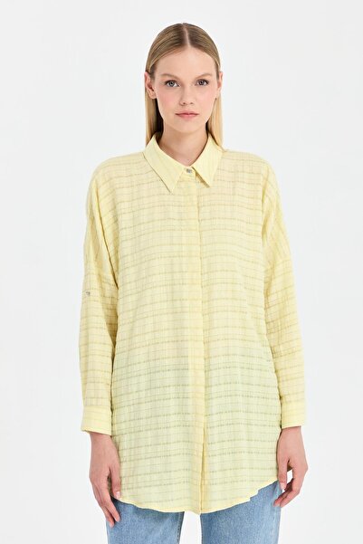 accort Ekose Coton Rahat Gömlek-SARI
