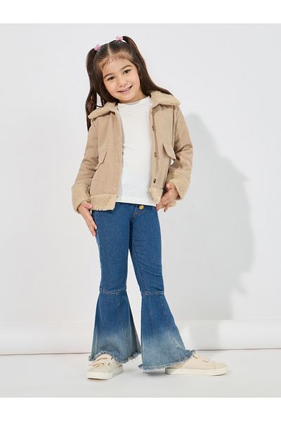 Styli Teddy Faux Fur Trim Thermal Lined Corduroy Jacket