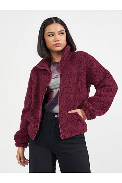 Styli Regular Fit Regular Length Faux Fur Bomber Jacket