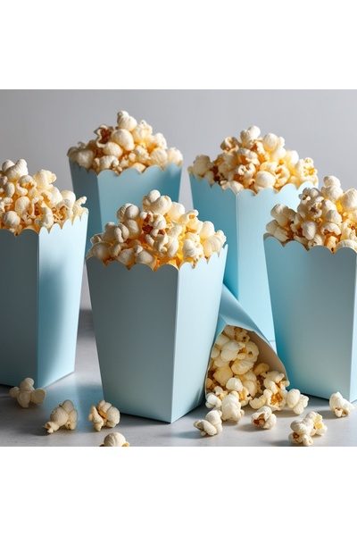 GözdeParti Popcorn Kutusu ( Mısır , Cips Kutusu ) 8 Adet Mavi