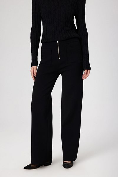 Mısırlı Pantaloni de damă cu fermoar cu buzunar negru