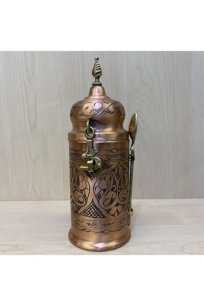 EFEMİR Skoç Antique - Embroidered Copper Coffee Box