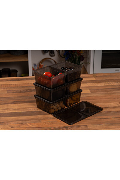 Codemfire 1.5 Liter 10 Pieces Anthracite Storage Container with Compartments - Freezer Suitable Pp5