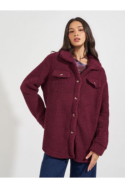 Styli Oversized Longline Faux Fur Shacket