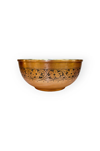 EFEMİR Carved Embroidered Scotch Antique Copper Salad Bowl