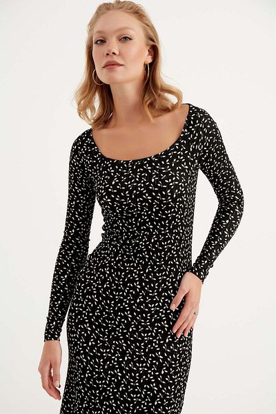 Herita Gemustertes Maxikleid mit Schlitzdetail