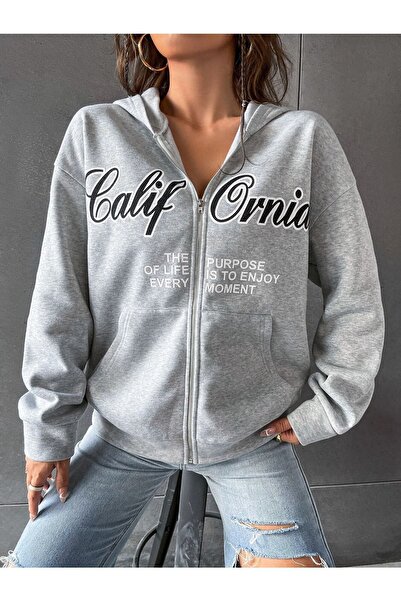 x-compass life Унісекс Oversize Кардиган на блискавці з принтом Каліфорнія Жіночий/чоловічий