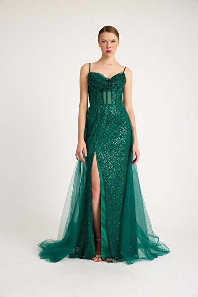 MAXXE 5919PTL TÜL PAYET ABİYE ELBİSE