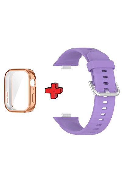 Huawei حافظة وواقي شاشة وحبل سيليكون جل 2 في 1 متوافق مع Watch Fit 3