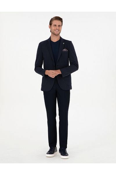 Pierre Cardin Navy Blue Slim Fit υφασμάτινο παντελόνι 50296135-VR033