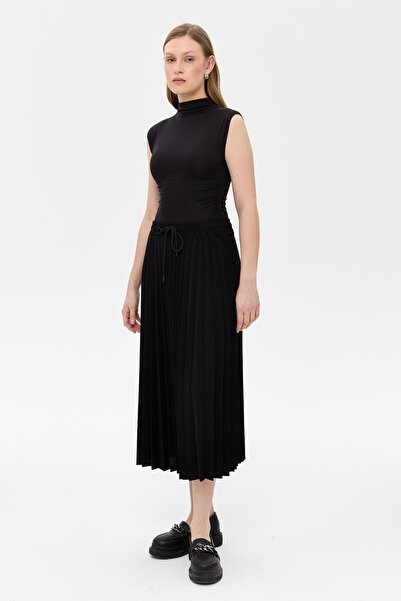 accort Beli Lastikli Piliseli Etek - SİYAH