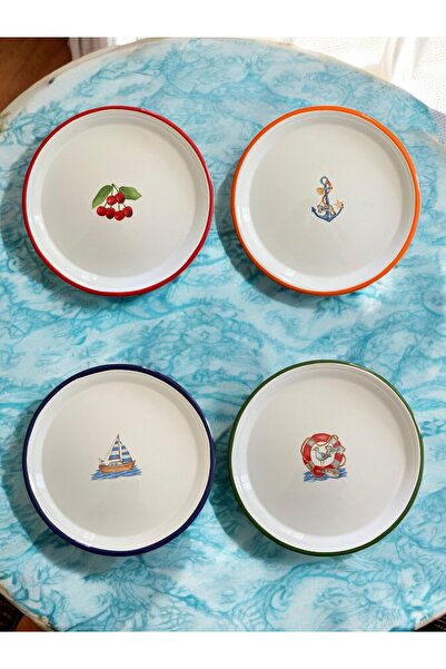 EMAYE TEZGAHI 24 cm Retro Serving Plate - 4 Appetizers, Dowry and Pizza Trays