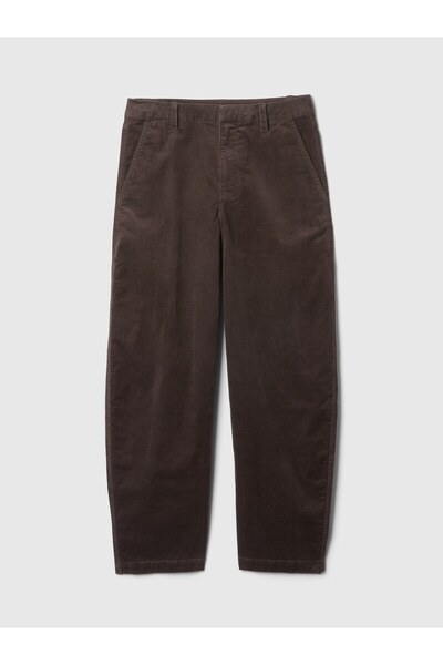 GAP Kadın Kahverengi High Rise Kadife Tapered Ankle Pantolon