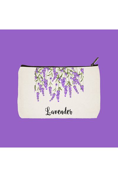 designedfy Lavender Flower Αδιάβροχη υφασμάτινη τσάντα μακιγιάζ, θήκη για στυλό, πορτοφόλι