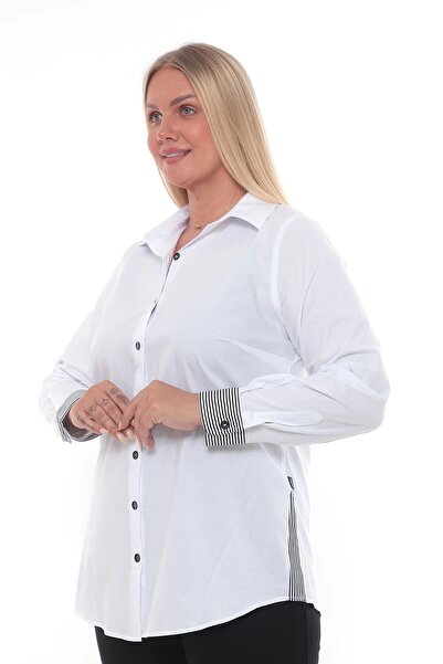 Lady Majestic قميص نسائي من القطن بقصة ضيقة مقاس كبير