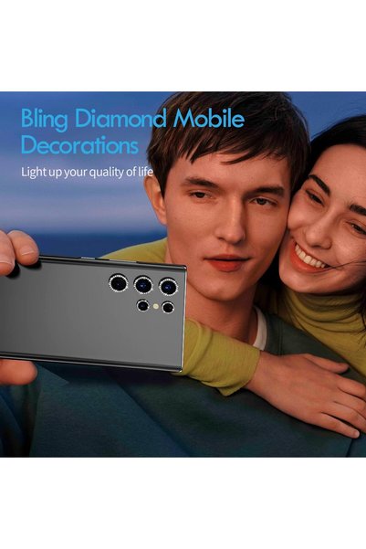 Generic Brand Galaxy S23 Ultra- Galaxy S24 Ultra Compatible Metal Decorated Rhinestone Tempered Glass Lens Protector