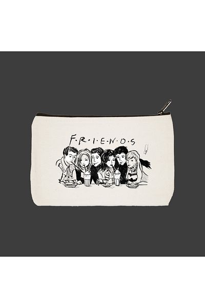 designedfy Friends 2 Αδιάβροχη υφασμάτινη τσάντα μακιγιάζ, θήκη για στυλό, πορτοφόλι