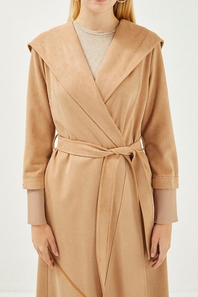 Zühre Φαρδύ γιακά με κουκούλα Beige Giy Out Gç-0120
