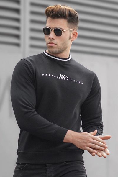 Madmext Pulover pentru bărbați tricotaje negre 5288