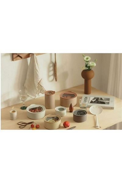 Fika D-Neone070-09 One Beige Ceramic Storage Container - 700ml