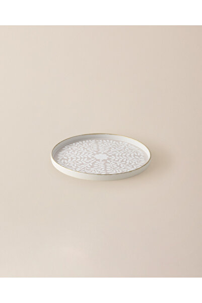 Madame Coco Delit Yuvarlak Sunum Tepsi - Bej/Beyaz