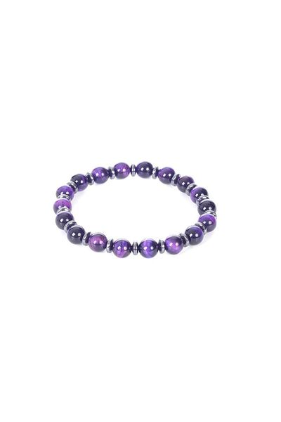 LABALABA MEN'S SMOKY PURPLE TIGER'S EYE NATURAL STONE BRACELET