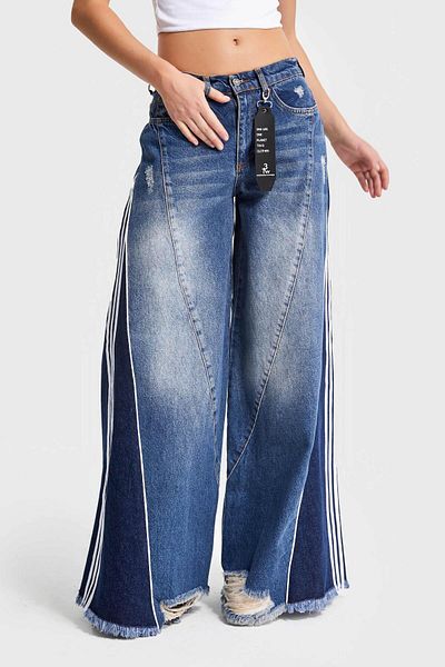its basic Blugi de damă Color Denim Piece Palazzo Fit Design Denim