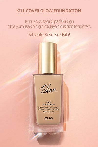 CLIO Clio Kill Cover Glow Foundation - Intense Shimmer and Concealer Foundation Brush Set Spf50+Pa++++ 3-by Linen