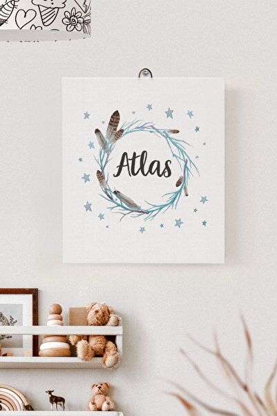 Lilabio İsme Özel Çocuk Odası Kanvas Tablo Kuş Tüyü (17x21 Cm)