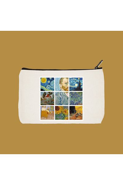designedfy Monet Collage Αδιάβροχη υφασμάτινη τσάντα μακιγιάζ, θήκη για στυλό, πορτοφόλι