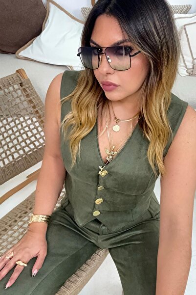 Sohotique By P Set de accesorii din piele de capră de culoare kaki - cu nastu...