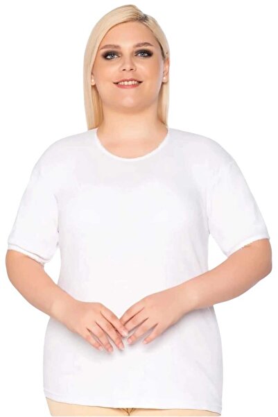 Uniquetrenders Large Size Lace Women's Undershirt - 100% Cotton, Short Sleeve, 3 Undershirts