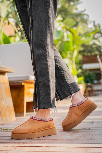 Freemax Εγγυημένο ελαφρύ Mini Sabo με ψηλή βάση Shearling - Tan