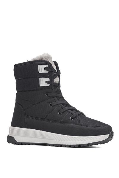ALTUNTAŞ Γυναικείες - Κορίτσια - Unisex Winter Furry Zippered Ανατομική Σόλα Χειμερινές Μπότες - Black Ice (WINTER SLIPPERS HE