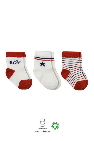 Bistyle Organic Seamless Combed Cotton Socks for 0-3 Months Baby - Set of 3