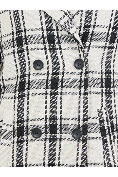 Styli Regular Fit Midi Double Breasted Tweed Coat