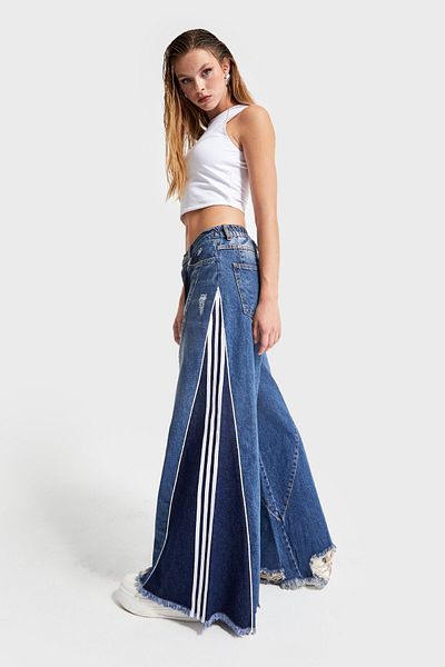 its basic Blugi de damă Color Denim Piece Palazzo Fit Design Denim